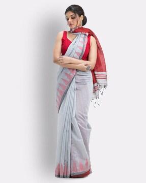 Handloom Cotton blend Traditional Saree with Blouse Piece