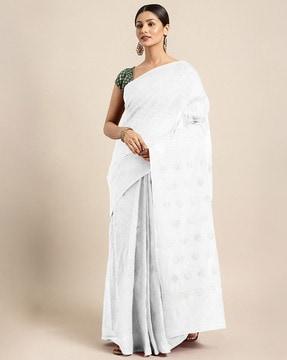 Cotton Silk Saree with Floral Woven Motifs