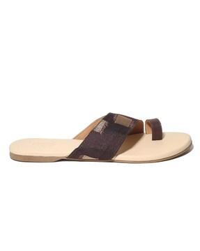 Slip-On Flat Sandal with Faux Leather Upper