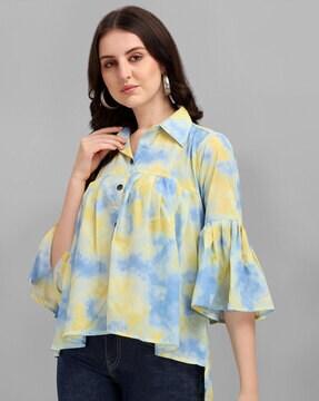 Tie & Dye Shirt with Bell Sleeves