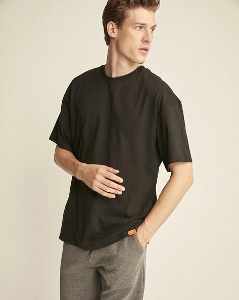 Crew-Neck T-shirt with Drop-Shoulder Sleeves