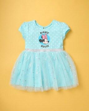 Minnie-Mouse Print Fit & Flare Dress