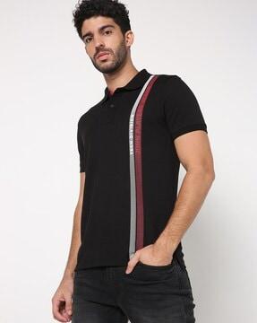 Placement Striped Slim Fit Polo T-shirt
