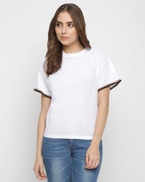 Crew-Neck T-shirt with Contrast Tipping