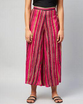 Striped Flared Palazzos with Elasticated Waist