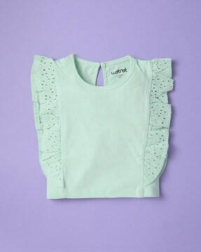 Round-Neck T-shirt with Embroidery Accent