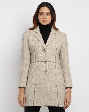 Heathered Coat with Notched Lapel