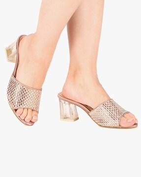 Block Heels with Embellished Strap