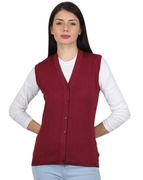 V-neck Cardigan with Button Closure