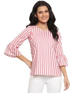 Striped Top with Bell Sleeves