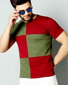 Short Sleeves T-shirt with Colourblock Detail