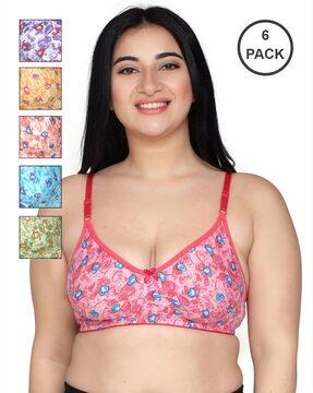 Pack of 6 Printed Non-Padded Bras