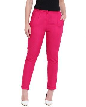 Ankle Length Flat Front Trousers
