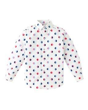 Polka-Dot Print Full-Length Sleeve Shirt