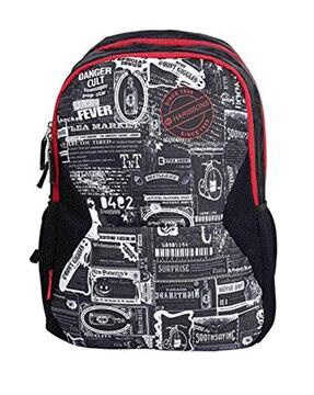 Typographic Print Back Pack with Adjustable Strap