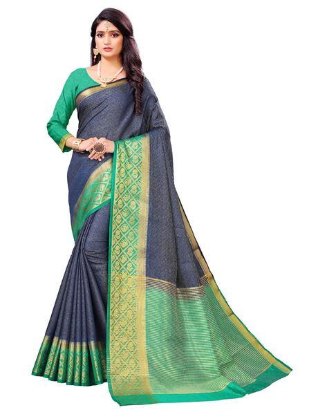 Woven Traditional Saree with Contrast Border