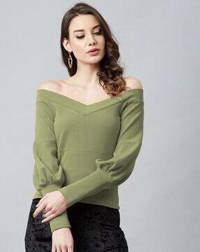 Off-Shoulder Top with Puff Sleeves