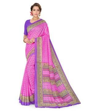 Printed Saree with Contrast Border