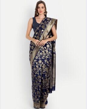 Floral Pattern Banarasi Silk Traditional Saree