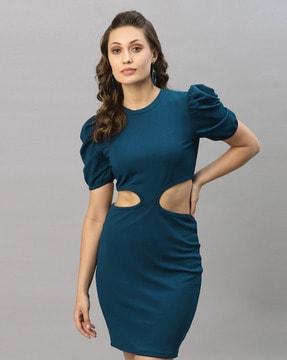 Solid Cut-out Bodycon Dress