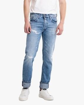 Aged Organic Cotton Denim Straight Jeans
