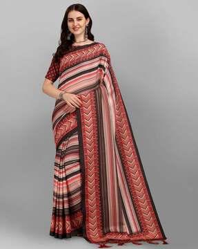Multi coloured Silk  Digital Printed Saree With Blouse Piece