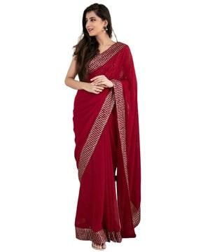 Georgette Sequence Embroidered  Saree