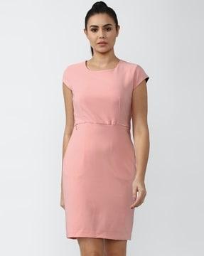 Square-Neck Bodycon Dress with Insert Pocket
