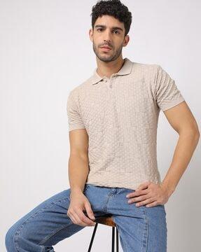 Structure Knit Polo T-shirt