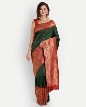 Micro Print Saree with Attached Blouse Piece