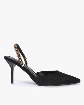 Pointed-Toe Stilettos with Chain Strap