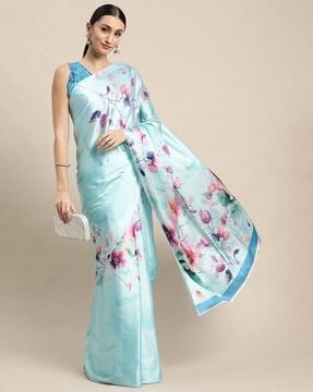 Floral Print Saree with Blouse Piece