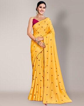 Floral Embroidered Saree with Blouse Piece