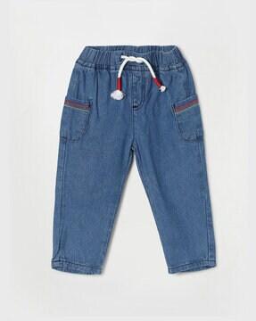 Mid Washed Jeans with Drawstring Waist