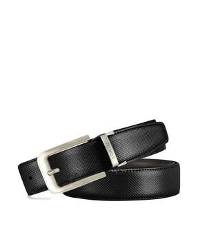 Leather Slim Belt with Buckle Closure