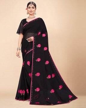 Embroidered Georgette Saree with Blouse Piece