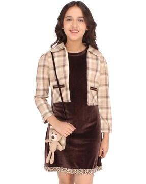 Checked Shift Dress with Jacket