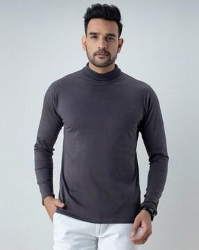 High-Neck T-Shirt with Full Sleeves