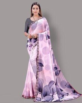 Abstract Print Saree with Blouse Piece