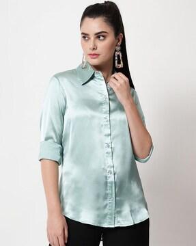 Shirt with Cuffed Sleeves