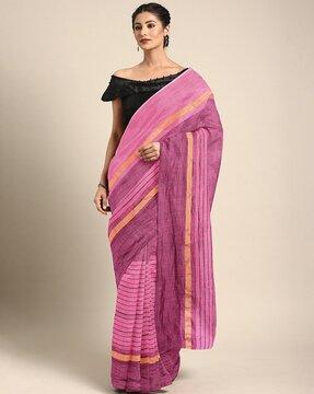 Striped Cotton Saree with Blouse Piece