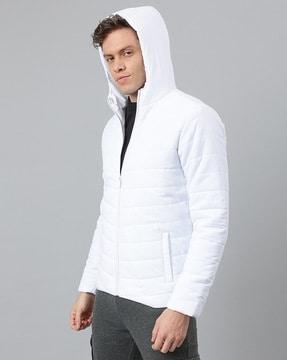 Quilted Zip-Front Hooded Jacket