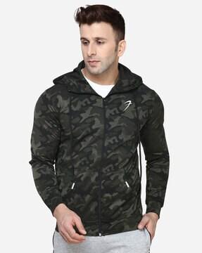 Zip Front Camouflage Hooded Jacket