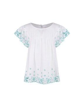 Mirror Embellished Top with Short Sleeves