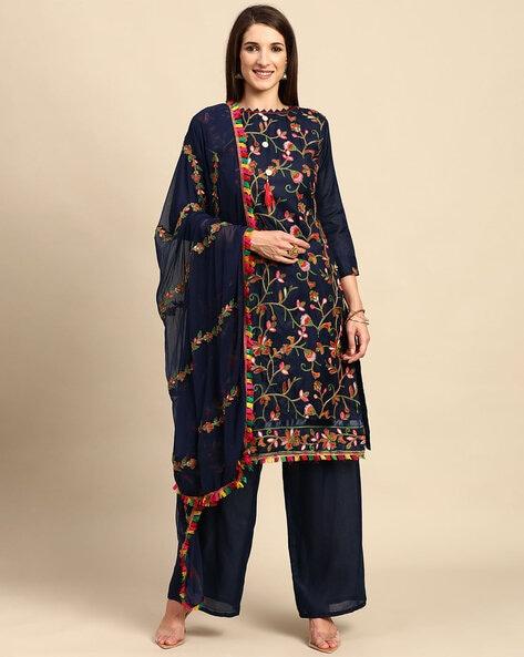 Floral Embroidered 3-Piece Unstitched Dress Material