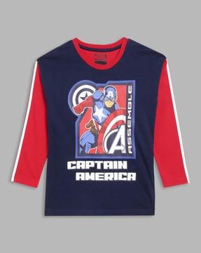 Superhero Print Crew- Neck T-Shirt