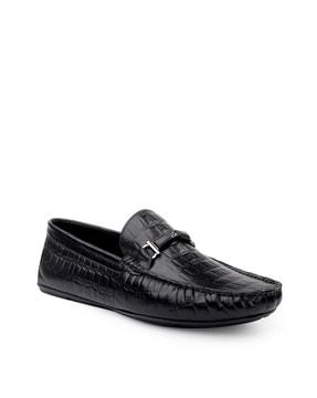 Croc-Embossed Slip-On Loafers