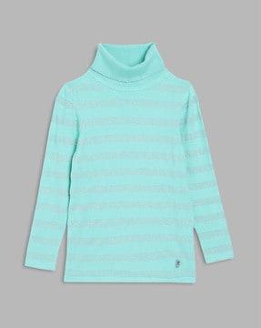 Striped High-Neck Pullover