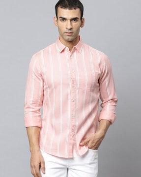 Striped Slim Fit Shirt with Patch Pocket