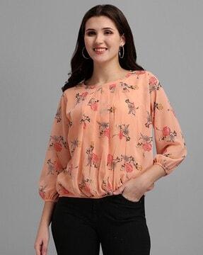 Floral Round Neck Relaxed Fit Top
